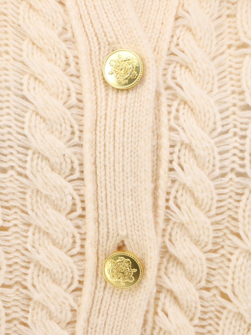 J. CREW Cable-knit Ruffleneck Cardigan Sweater in Butter Cream Size S - Picture 7 of 10